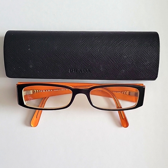 Prada Womens Designer Eyeglasses VBR 10F Black Italy Vintage - Picture 1 of 7